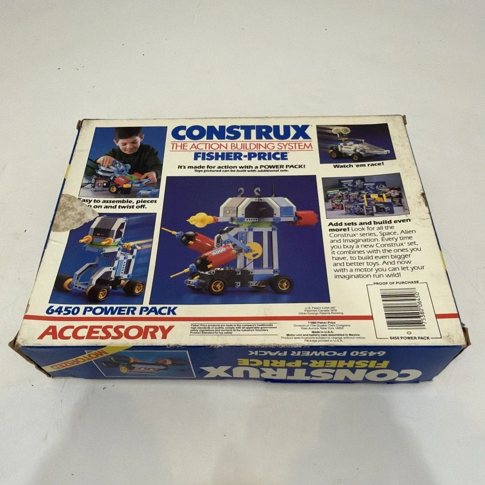 Vtg Fisher Price Construx Action Building System 6450 Power Pack Box 1985